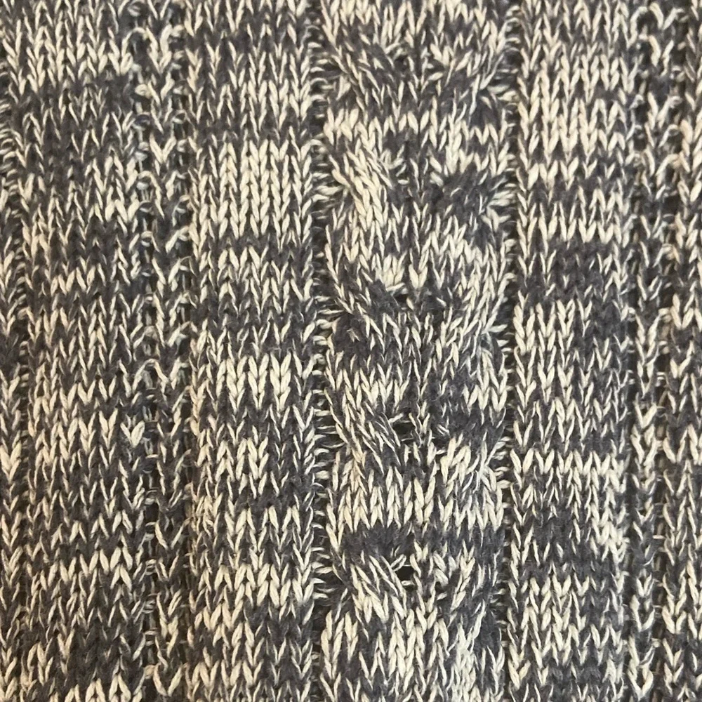 American Weekend~Navy/White Marled Pullover Open Knit Braid-Look Sweater~Size L - Picture 6 of 13